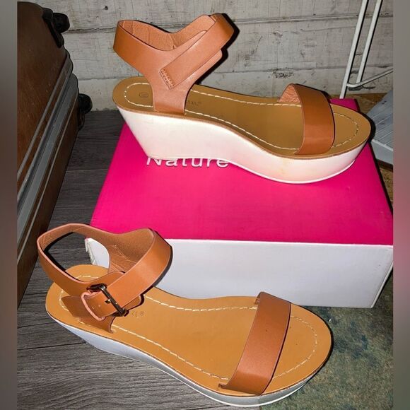 Nature Breeze platform sling back sandals with box - Picture 1 of 11